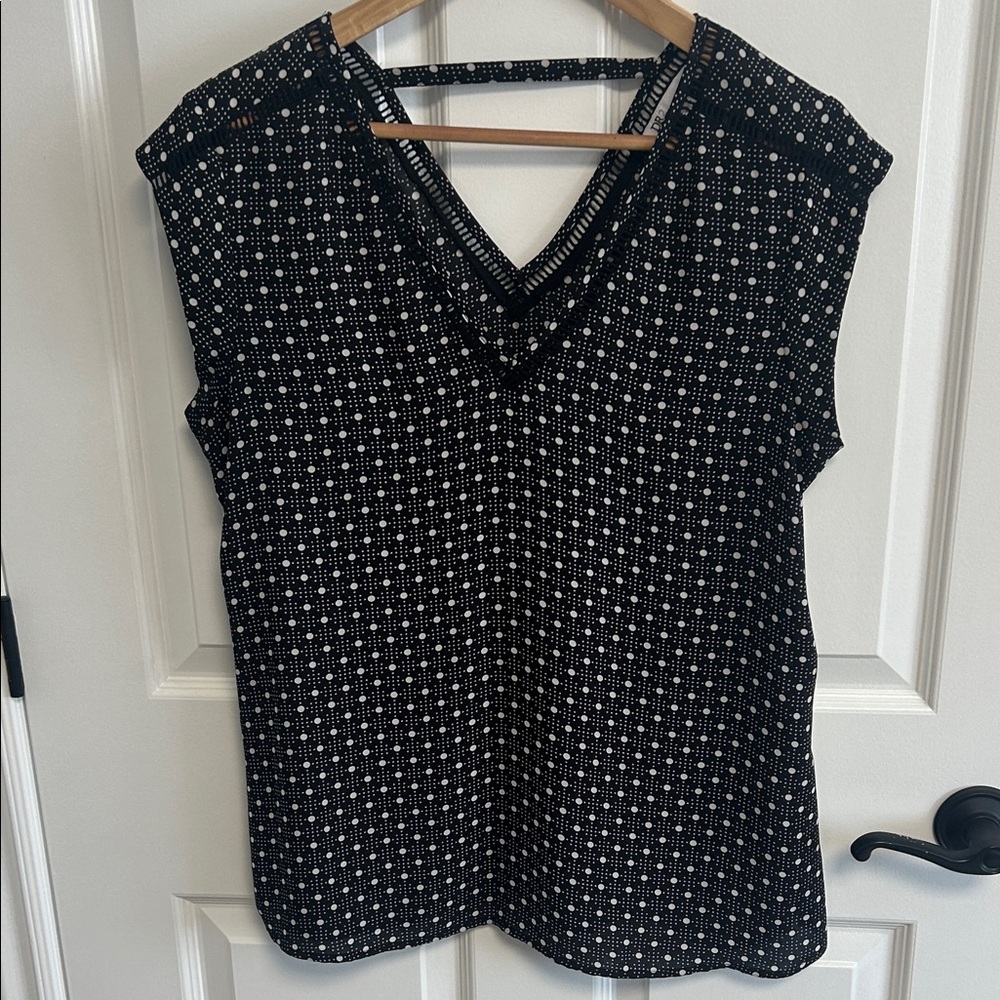 DR2 Black and White Polka Dot Blouse - M